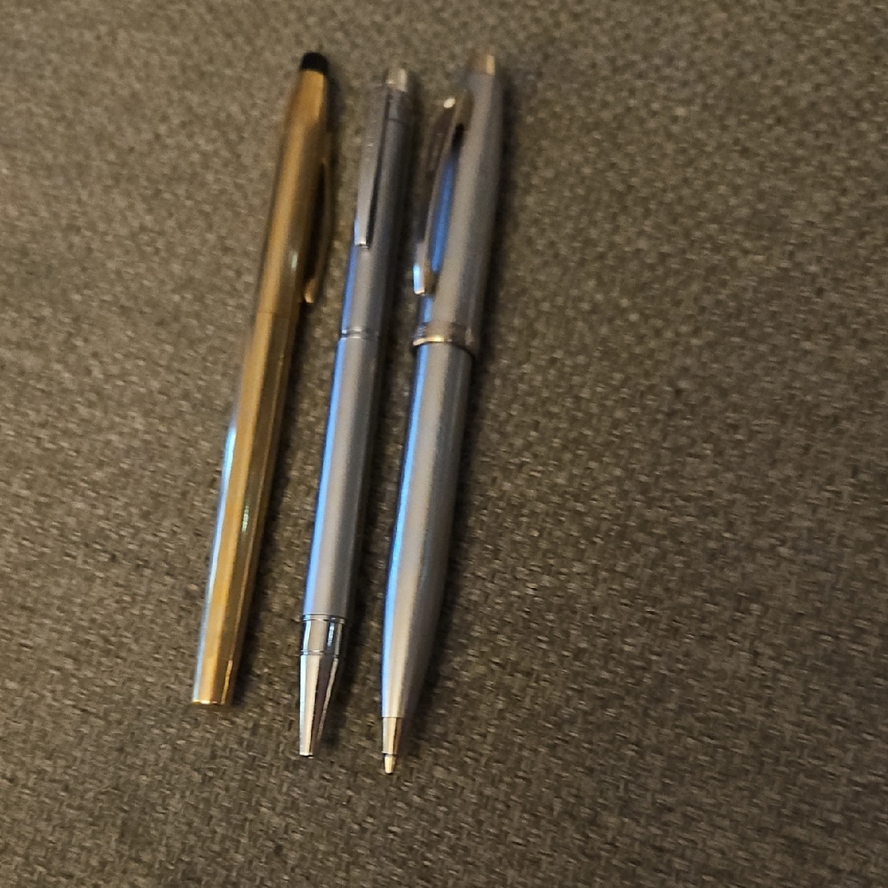 Gold Cross and Cross And SHAEFFER Silver Ballpoint Pens Set